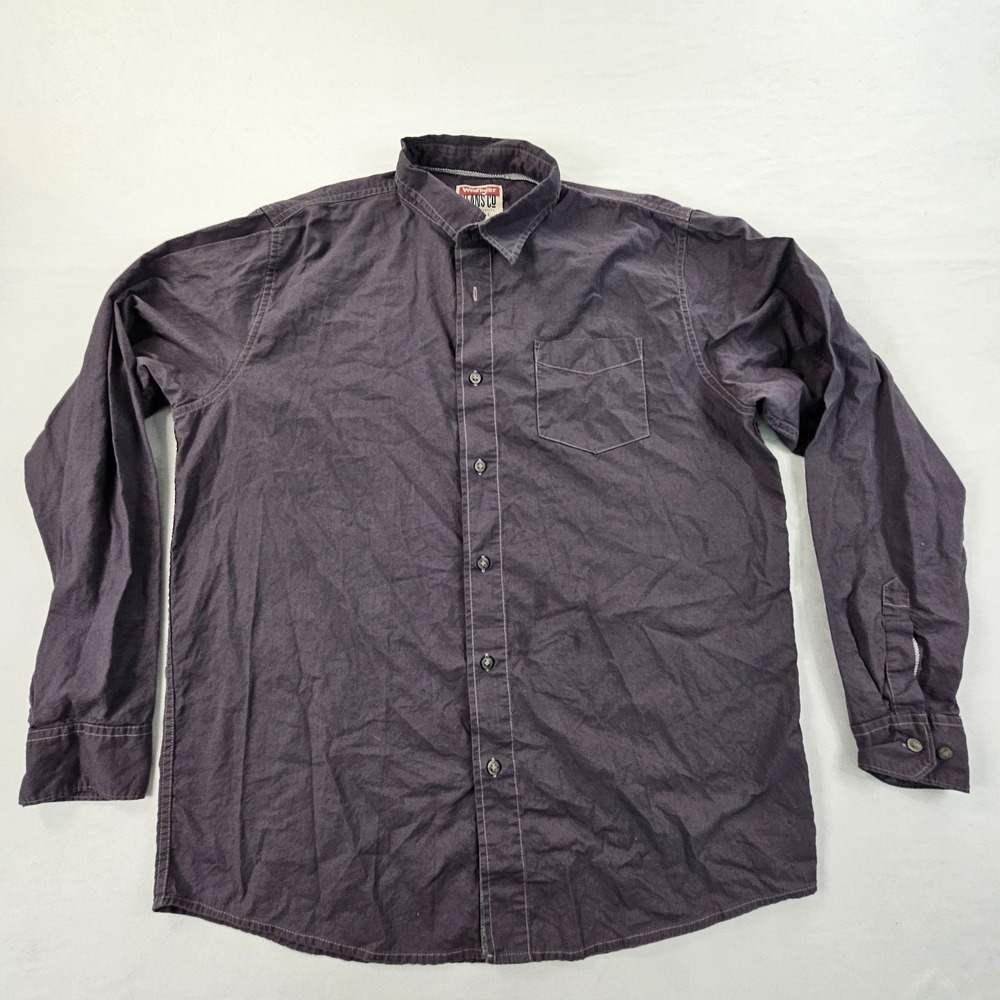 Wranger Jeans Co Black Long Sleeve Cotton Button-Up Shirt Men's L